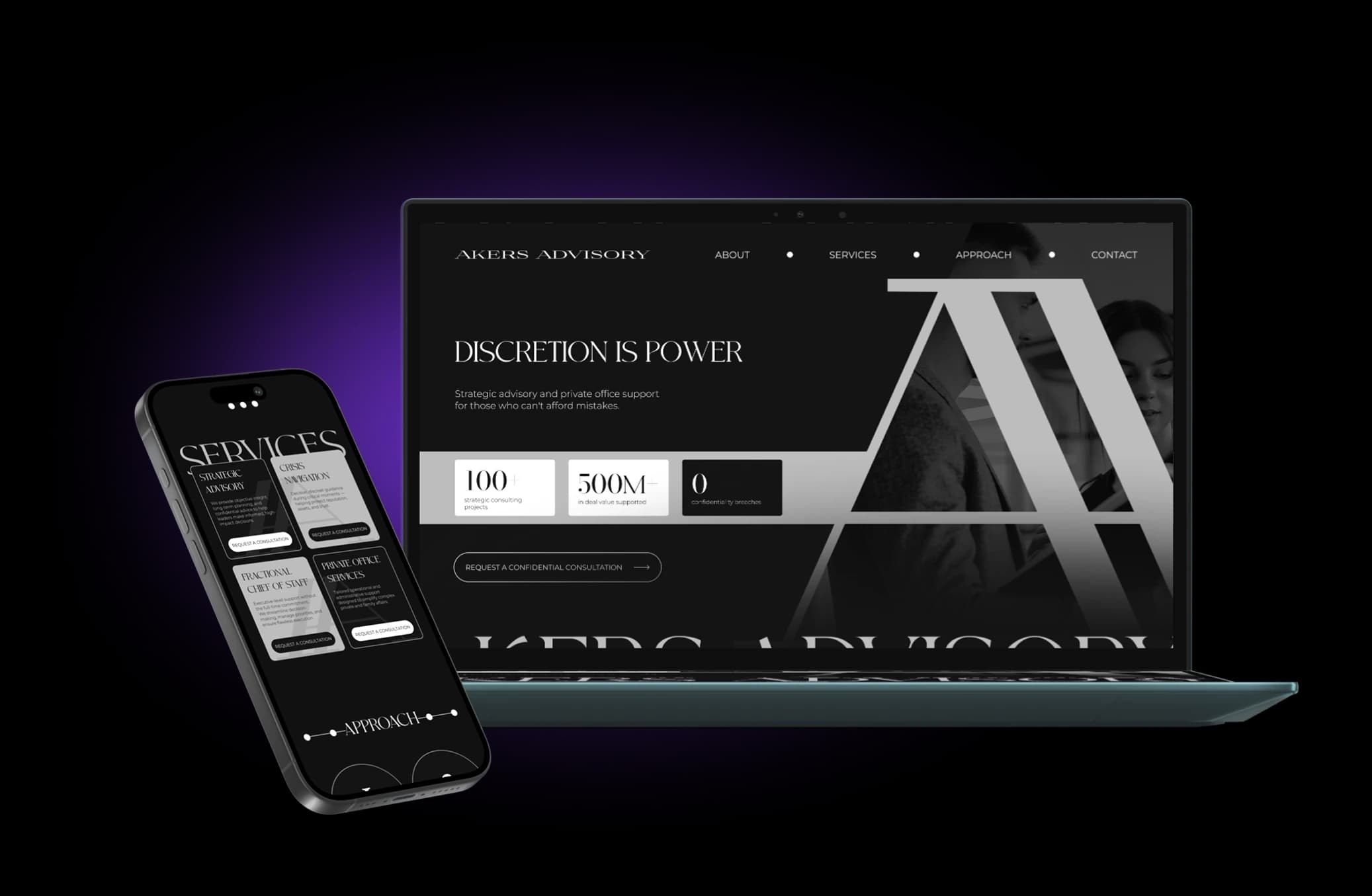 Website mockup on a laptop and smartphone